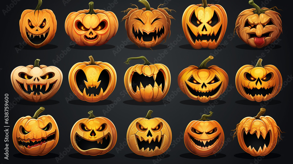 Scary and funny Halloween pumpkin or ghost faces. Scary and funny Halloween pumpkin or ghost faces.