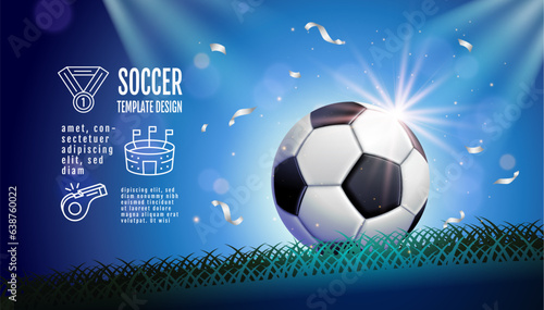 Soccer Template design   Football banner  Sport layout design  Blue Theme  vector