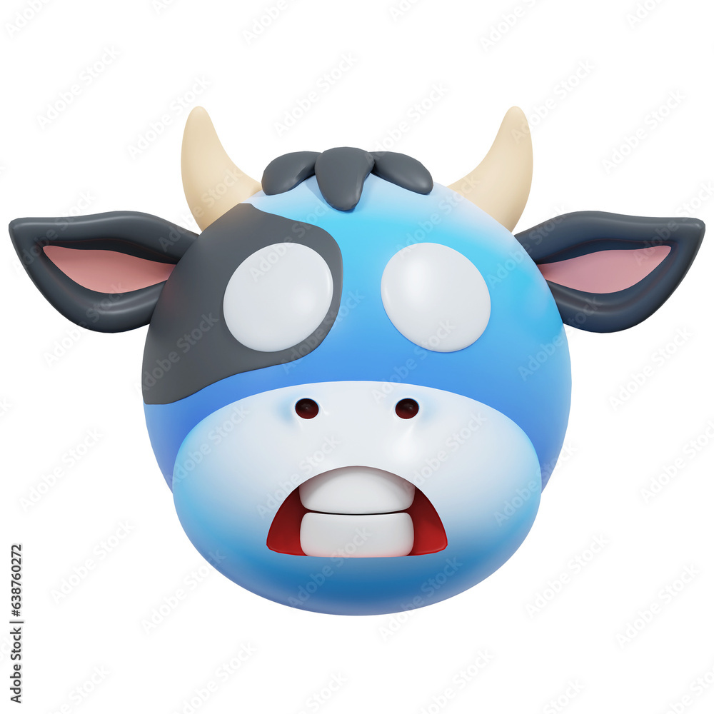 Naklejka premium freezing cold cow emoticon 3d illustration