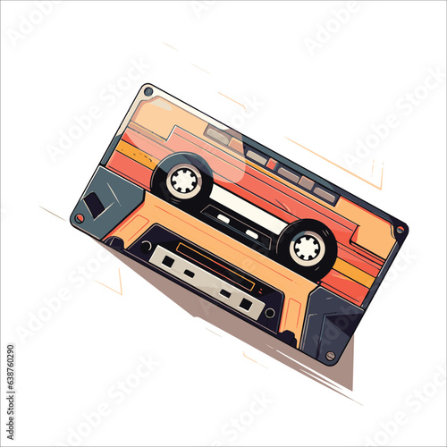 Vector illustration of a retro style colorful cassette tape isolated
