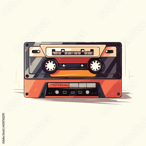 Vector illustration of a retro style colorful cassette tape isolated