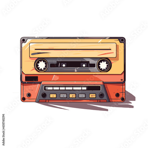 Vector illustration of a retro style colorful cassette tape isolated