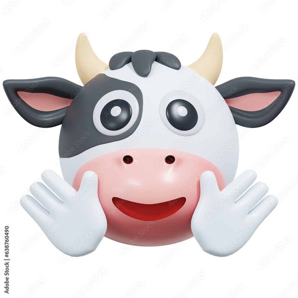 friendly face cow emoticon 3d illustration friendly face cow emoticon 3d illustration
