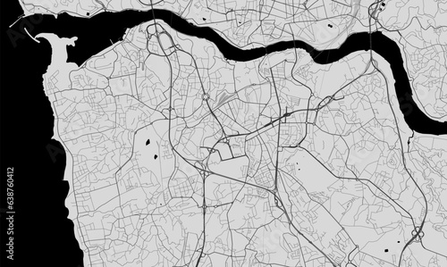 Black Vila Nova de Gaia city map, administrative area