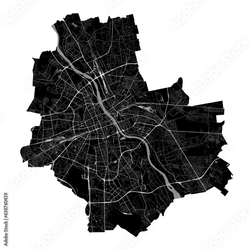 Black Warsaw city map, administrative area