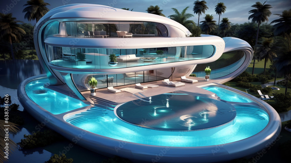 Obraz premium Futuristic Luxury Pool House
