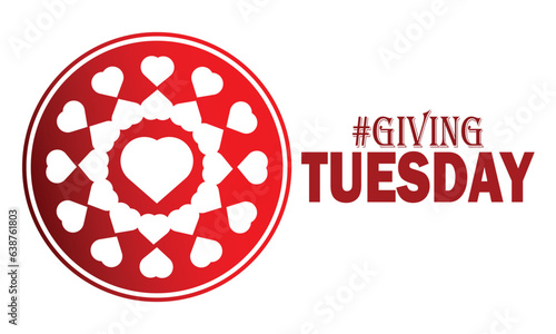 Giving Tuesday Background with Hashtag. Holiday concept. Template for background, banner, card, poster with text inscription. Vector illustration