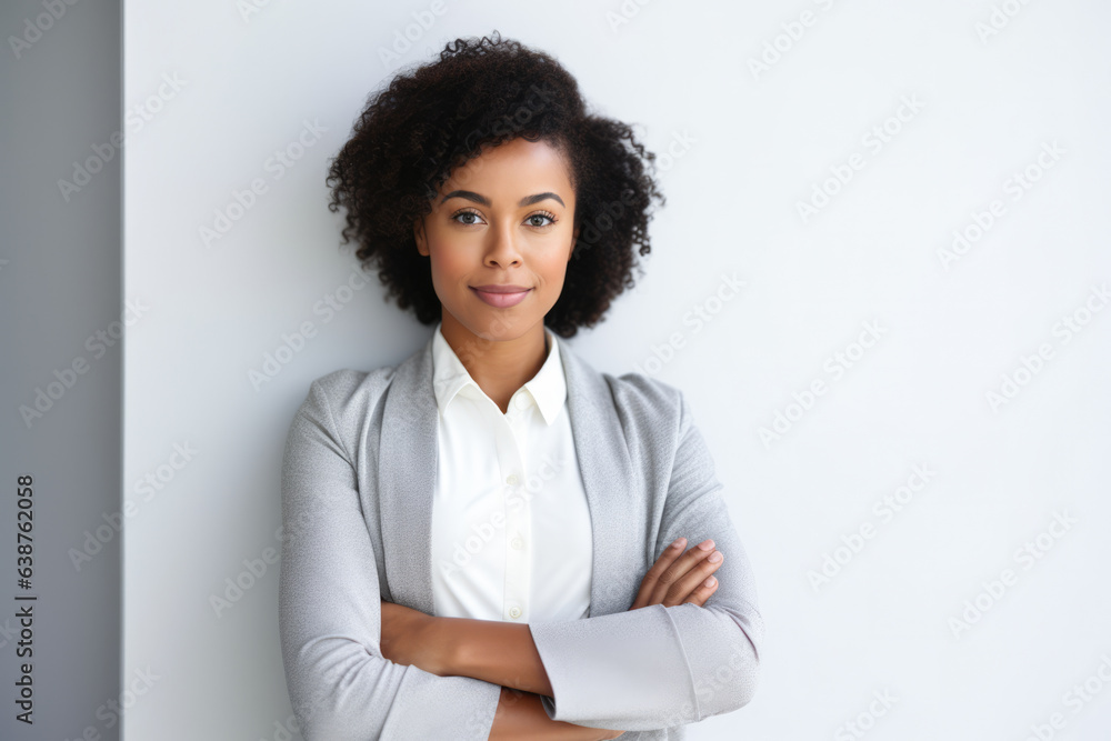 Confident businesswoman with her arms crossed. Generative AI.