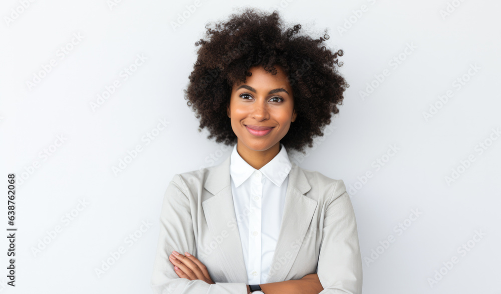 Confident businesswoman with her arms crossed. Generative AI. Confident businesswoman with her arms crossed. Generative AI.