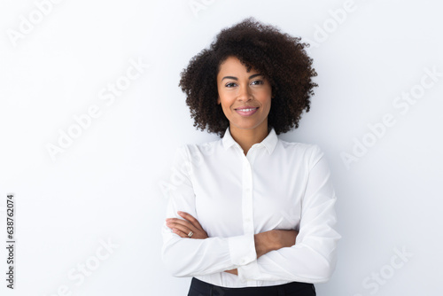 Confident businesswoman with her arms crossed. Generative AI.