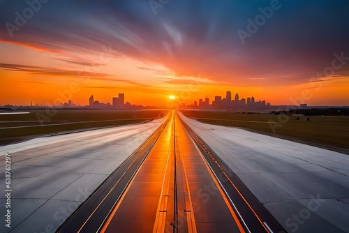 highway at sunset generated Ai 