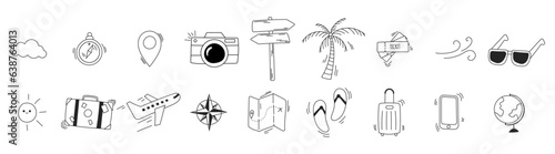 travelling trip doodle icon hand drawing sketch