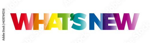 The word What's new. Vector banner with the text colored rainbow.