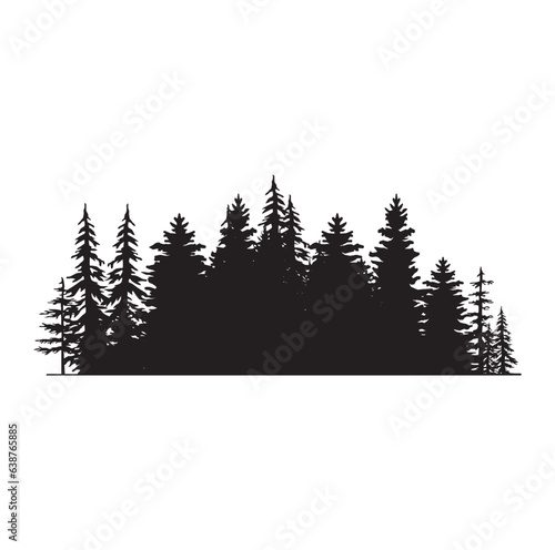 Print op canvas Vintage trees and forest silhouettes set
