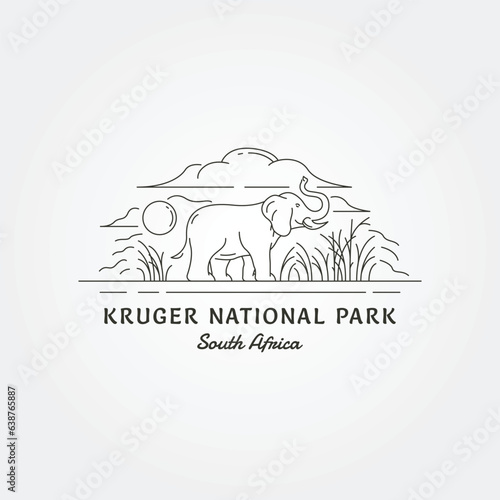 vector of line art kruger national park logo design, elephant on kruger national park label design