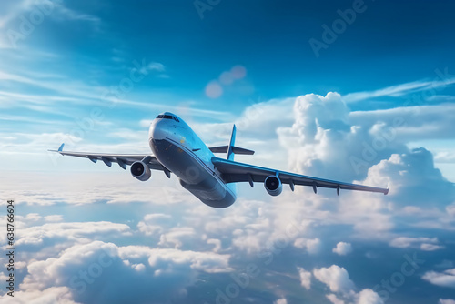 Airline Airbus, airplane is flying cloudy sky