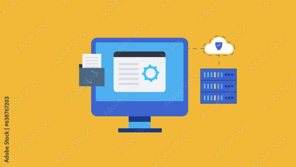 Cloud web hosting online data storage and transfer, digital document uploading and sync with cloud storage file, secure cloud server 2d animation 4k video clip. Cloud web hosting online data storage and transfer, digital document uploading and sync with cloud storage file, secure cloud server 2d animation 4k video clip.