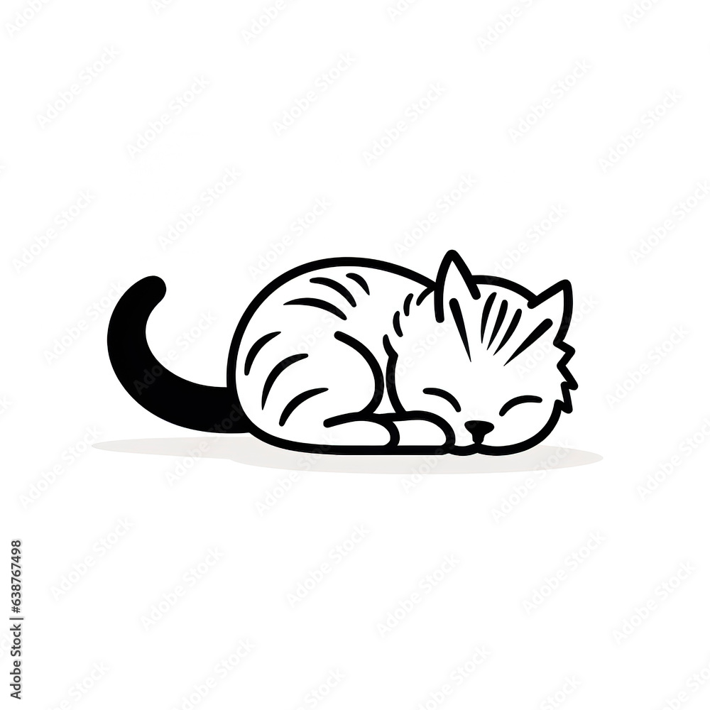 Sleeping kitten logo design, logo cat, cat silhouette, logo, print, decorative sticker, black cat animal logo design, kitty cat, small kitten