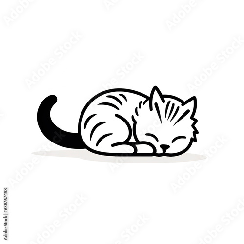 Obraz na płótnie Sleeping kitten logo design, logo cat, cat silhouette, logo, print, decorative sticker, black cat animal logo design, kitty cat, small kitten w salonie