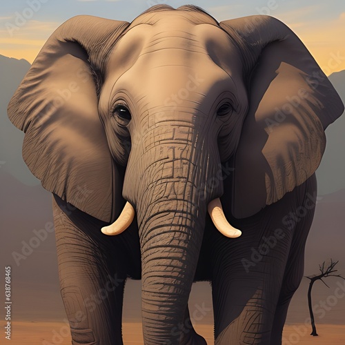 Paint a picture of a wise elephant s head  its eyes holding the wisdom of ages. 