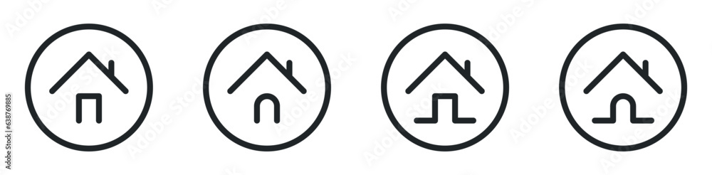 Set of isolated simple black houses. Minimalist black houses. Vector illustration Set of isolated simple black houses. Minimalist black houses. Vector illustration