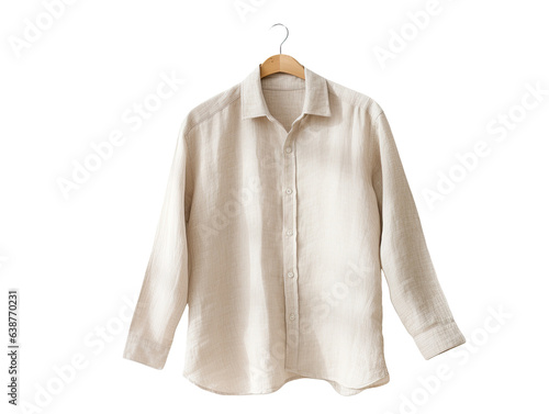 Linen casual shirt in beige on white