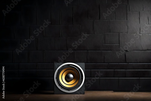 speaker on wooden background generated by AI technology