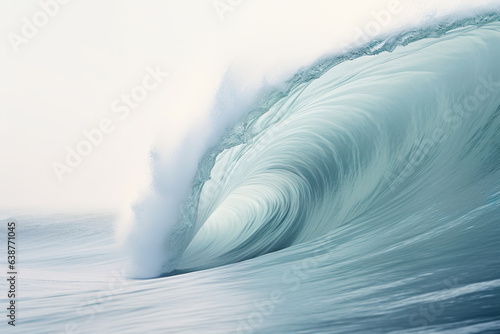Ocean's energy as waves crash onto the coast with force. The dynamic scene conveys the thrill of surfing and the raw power of the sea meeting the land. © iconogenic