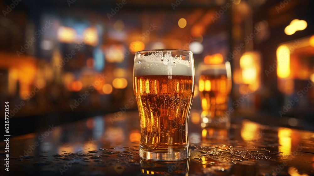 glass of beer at night