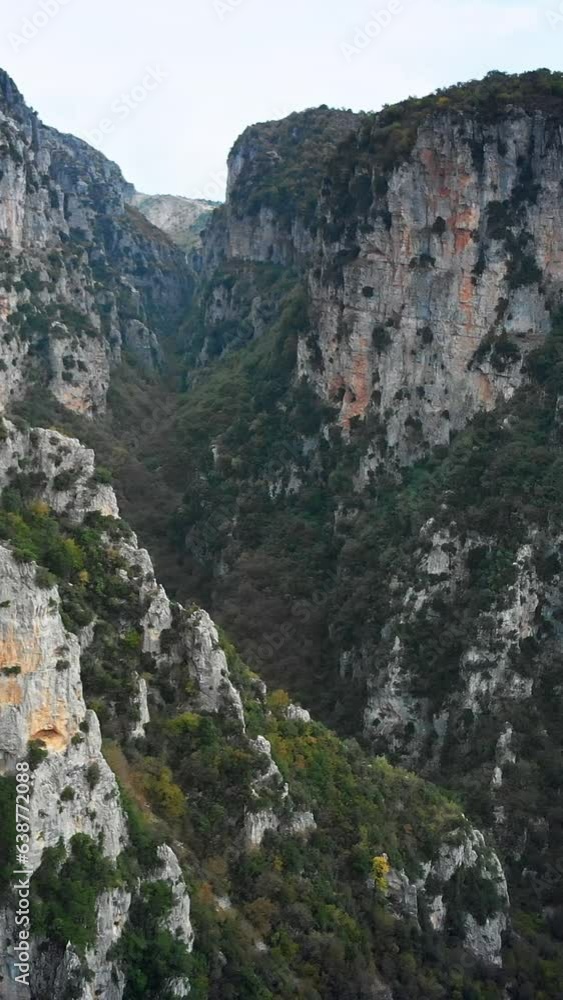 Impressive nature, rocky gorge, aerial view, vertical short video Impressive nature, rocky gorge, aerial view, vertical short video