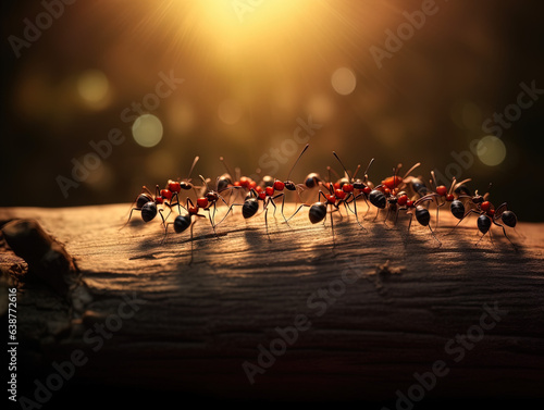 ants on a piece of wood, generative ai  © ketkata