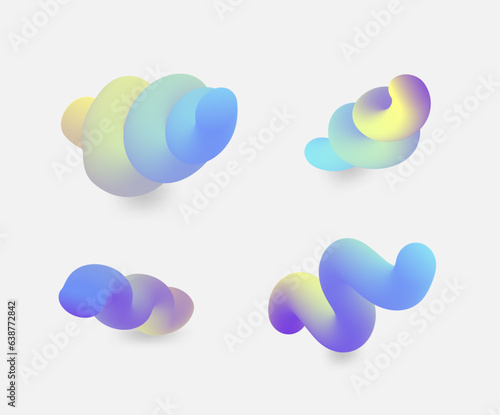 Abstract gradient wavy 3D shapes