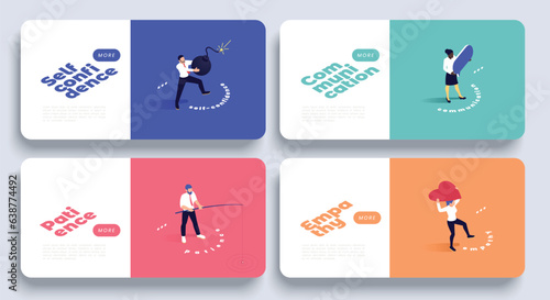 Isometric Soft Skills Banners Set