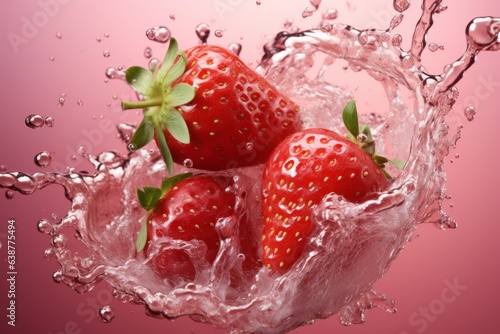 Strawberry fruit with water splash isolated background