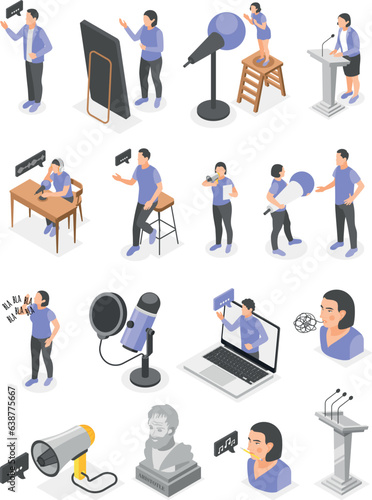 Rhetoric Isometric Icons Set