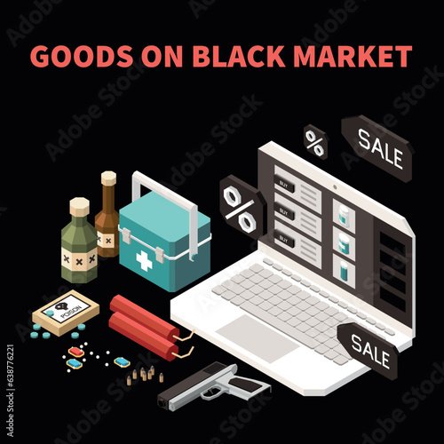 Black Market Isometric Colored Concept