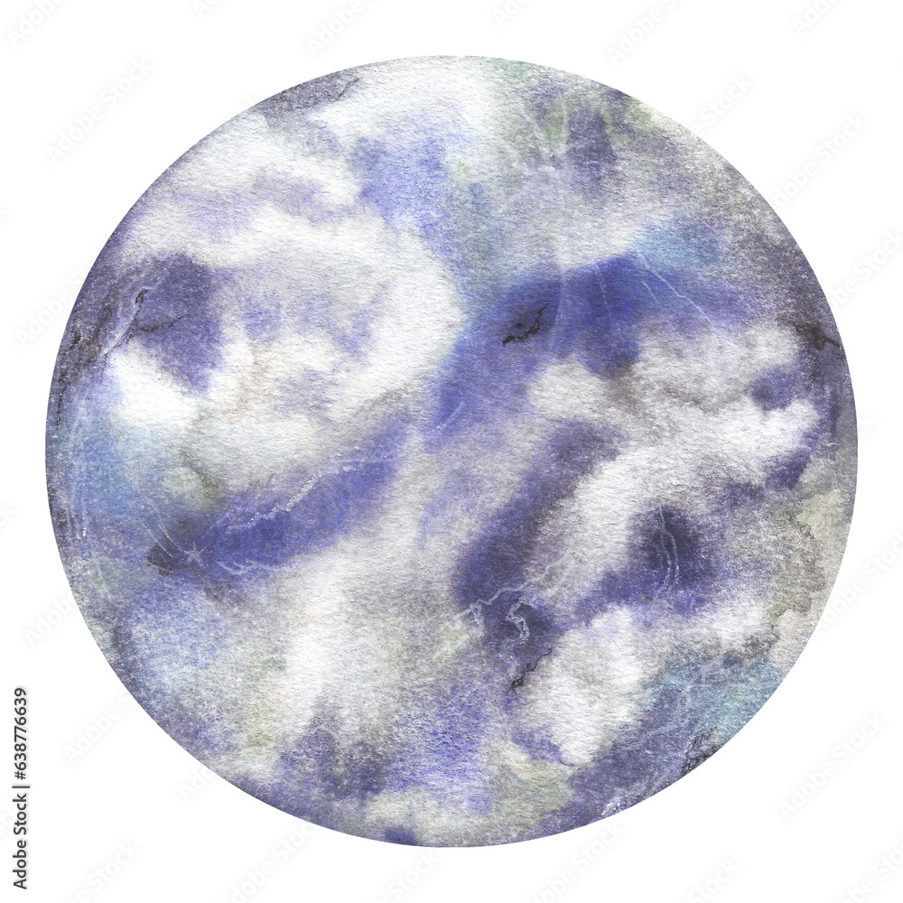 Fantastic space planet, moon with beautiful texture and stains. Watercolor illustration isolated on transparent background. colorful abstract geometric circle Fantastic space planet, moon with beautiful texture and stains. Watercolor illustration isolated on transparent background. colorful abstract geometric circle