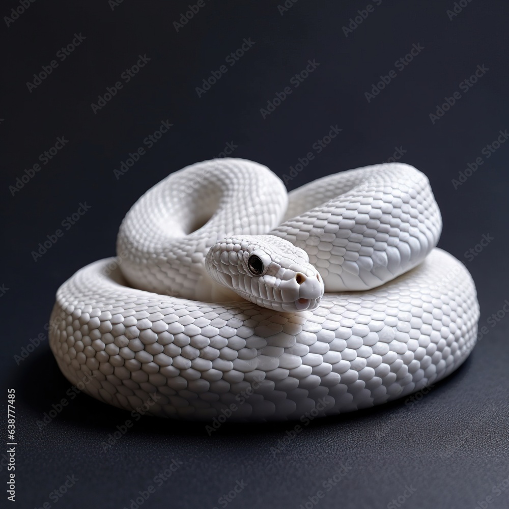 Fototapeta premium Close-up white albino snake on grey background