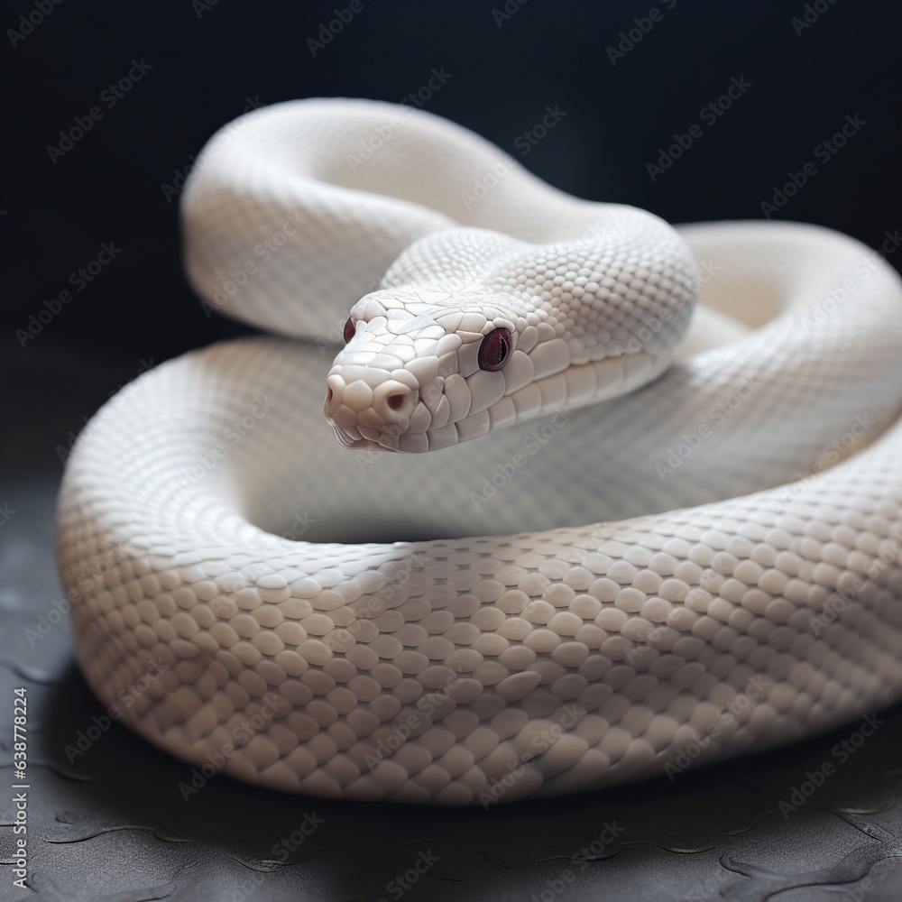 Fototapeta premium White albino snake selective focus