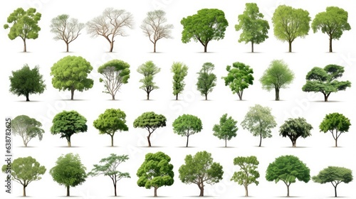 Collection of trees Isolated on white background  Exotic tropical tree for design.