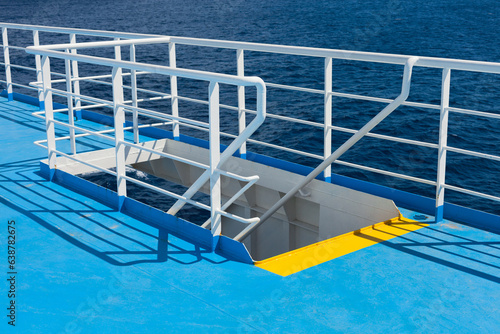Ferryboat deck detail, painted metal surfaces