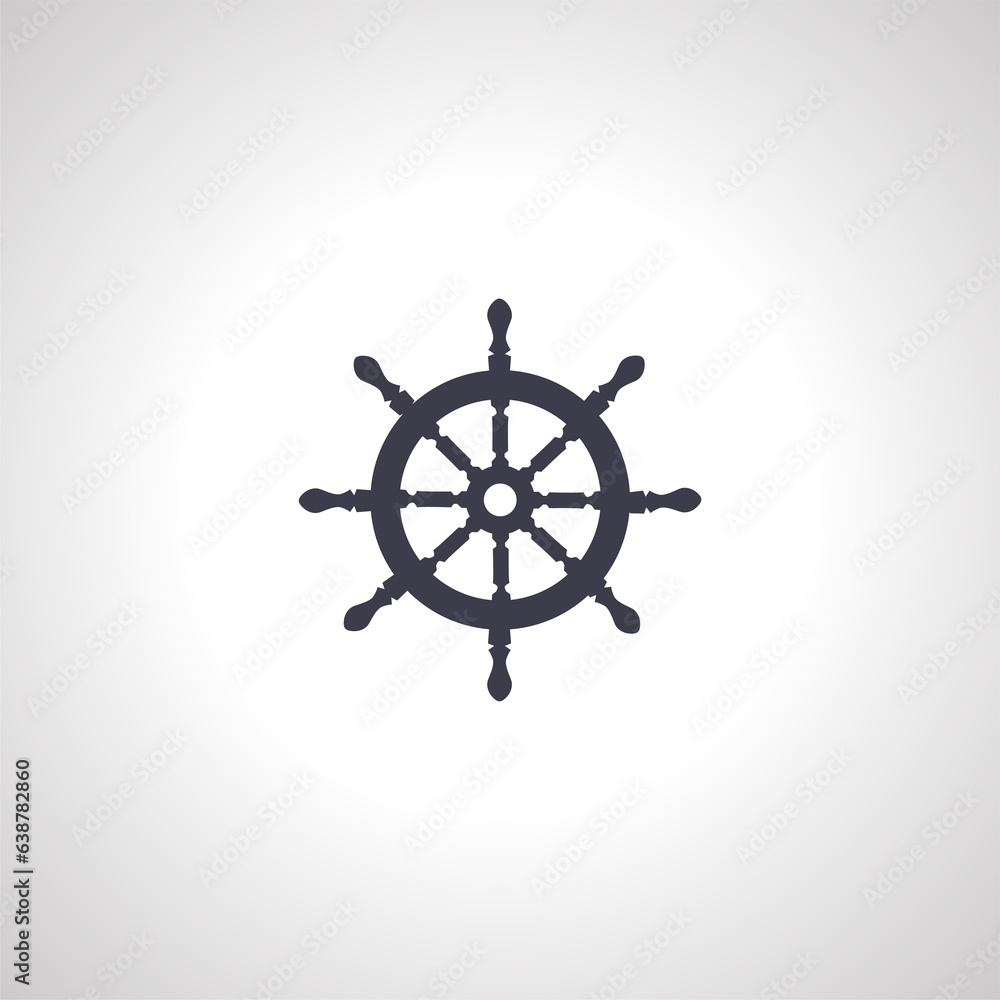 Obraz premium Ship helm icon, boat steering wheel, yacht rudder icon