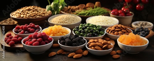 A group of foods with a high dietary fibre content are grouped side by side..