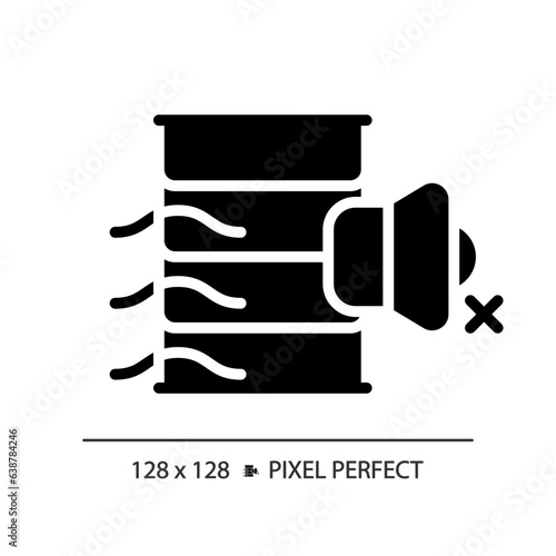 2D pixel perfect acoustic louvres glyph style icon, isolated vector, soundproofing solid illustration.