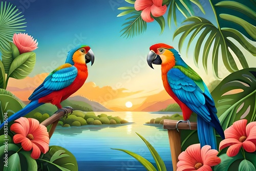 blue and yellow macaw generated Ai