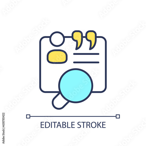 Editable assessment icon representing behavioral therapy, isolated vector, thin line illustration.