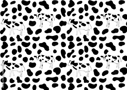 乳牛と柄　パターンFlat Animal Series:Cow pattern