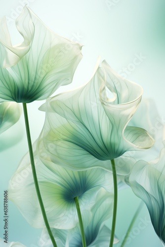 Closeup view of a green lush lotus leaf. Radiant lotus leaves with rays of light. Botanical vertical  banner for wallpaper design  print  poster. Green background 