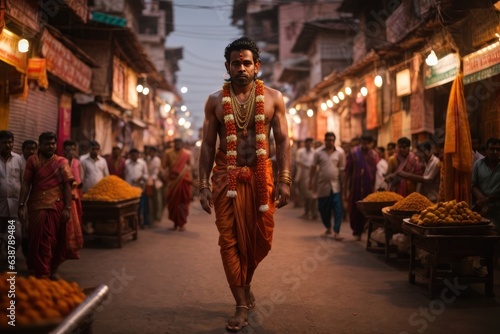 religious man walking in the street of India