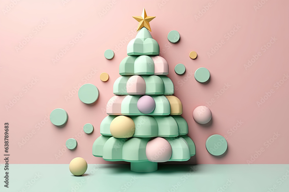 Creative Christmas tree 3D candy pastel background Creative Christmas tree 3D candy pastel background